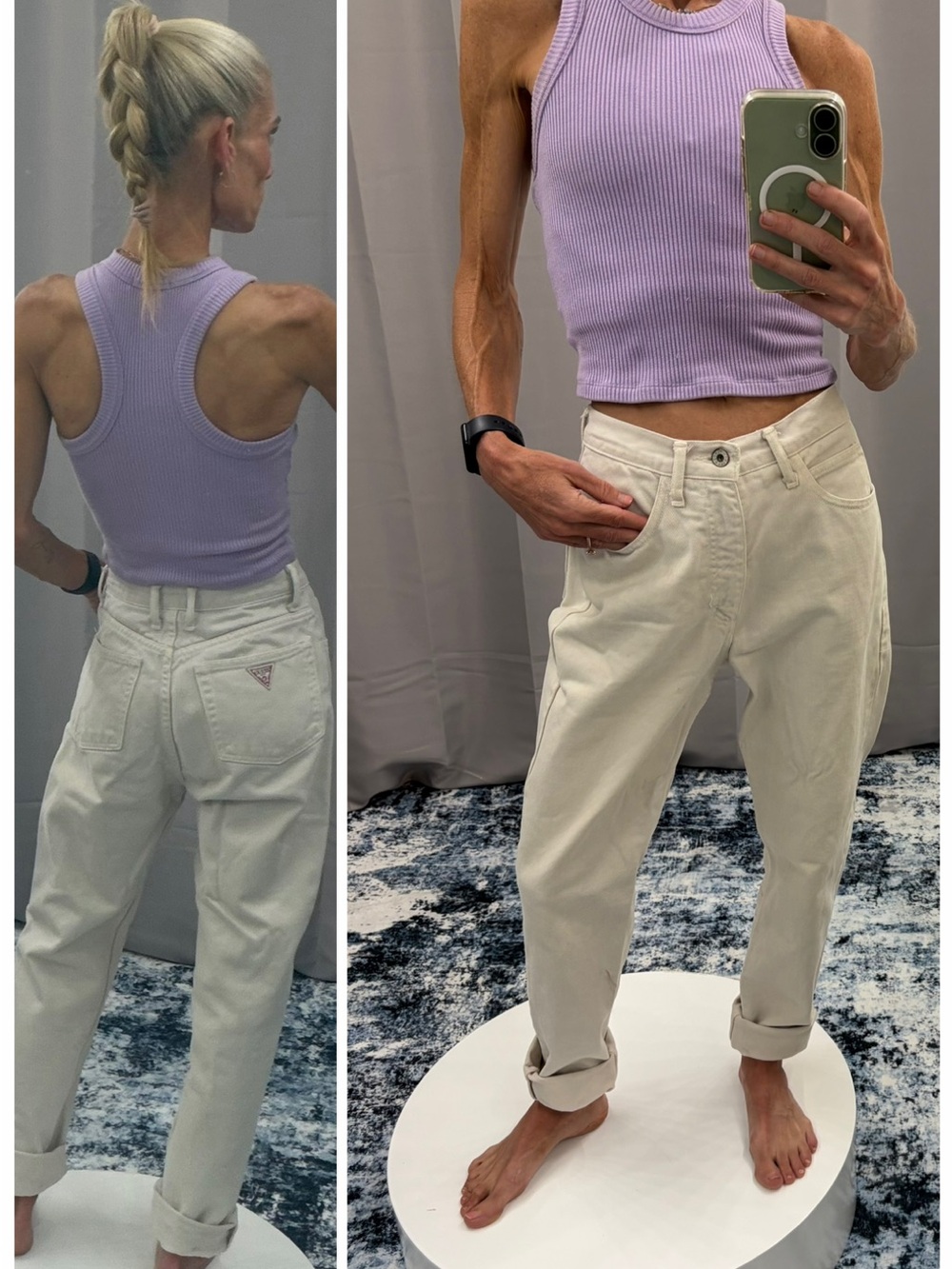 Vintage Guess USA Cream Mom Jeans, 100% Cotton High Rise